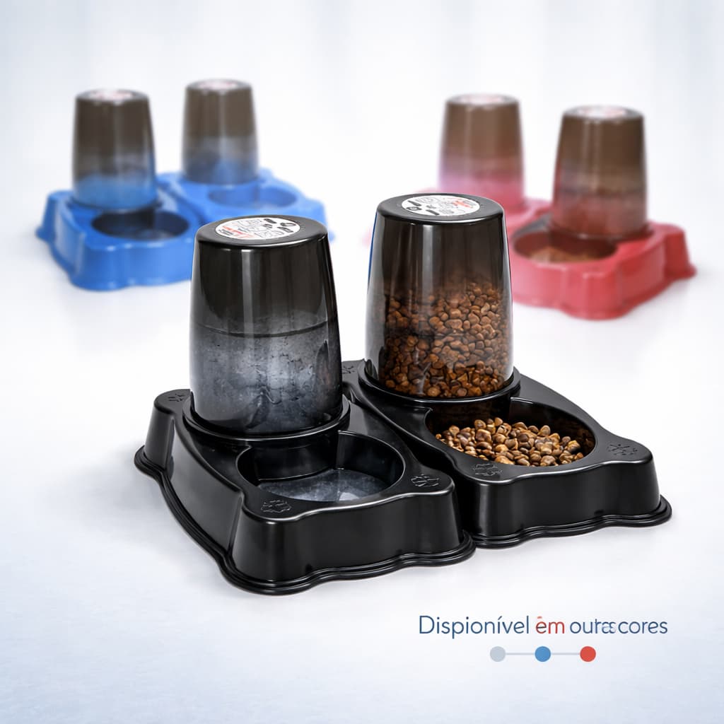 Dispenser Automático Comedouro Bebedouro Dupla Função 2 em 1 para Cães e Gatos 1L