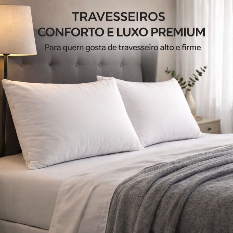 kit 2 Travesseiros Premium Conforto e Luxo suporte firme Padrão Hotel - travesseiro Alto 50x70 cm e grande 100% algodão