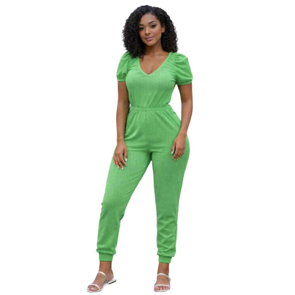 Macacão Feminino Ribana Canelada Feminino Adulto Moda Evangélica