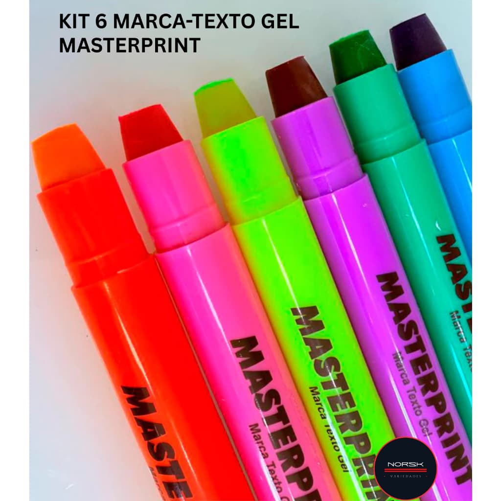 Kit 6 Canetas Marca Texto em Gel Masterprint – Não Mancha Ideal para Bíblia Vade Mecum e Estudos