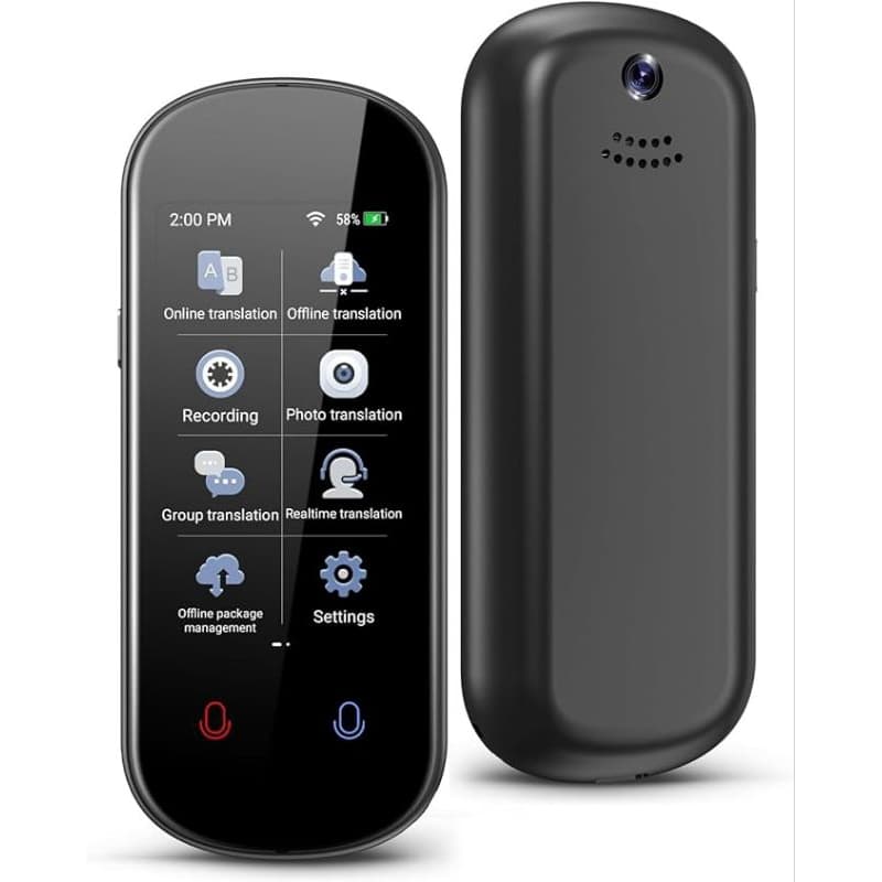 Gravador de Voz e Tradutor Inteligente Pei-Z2 com IA e Tela Digital Preto