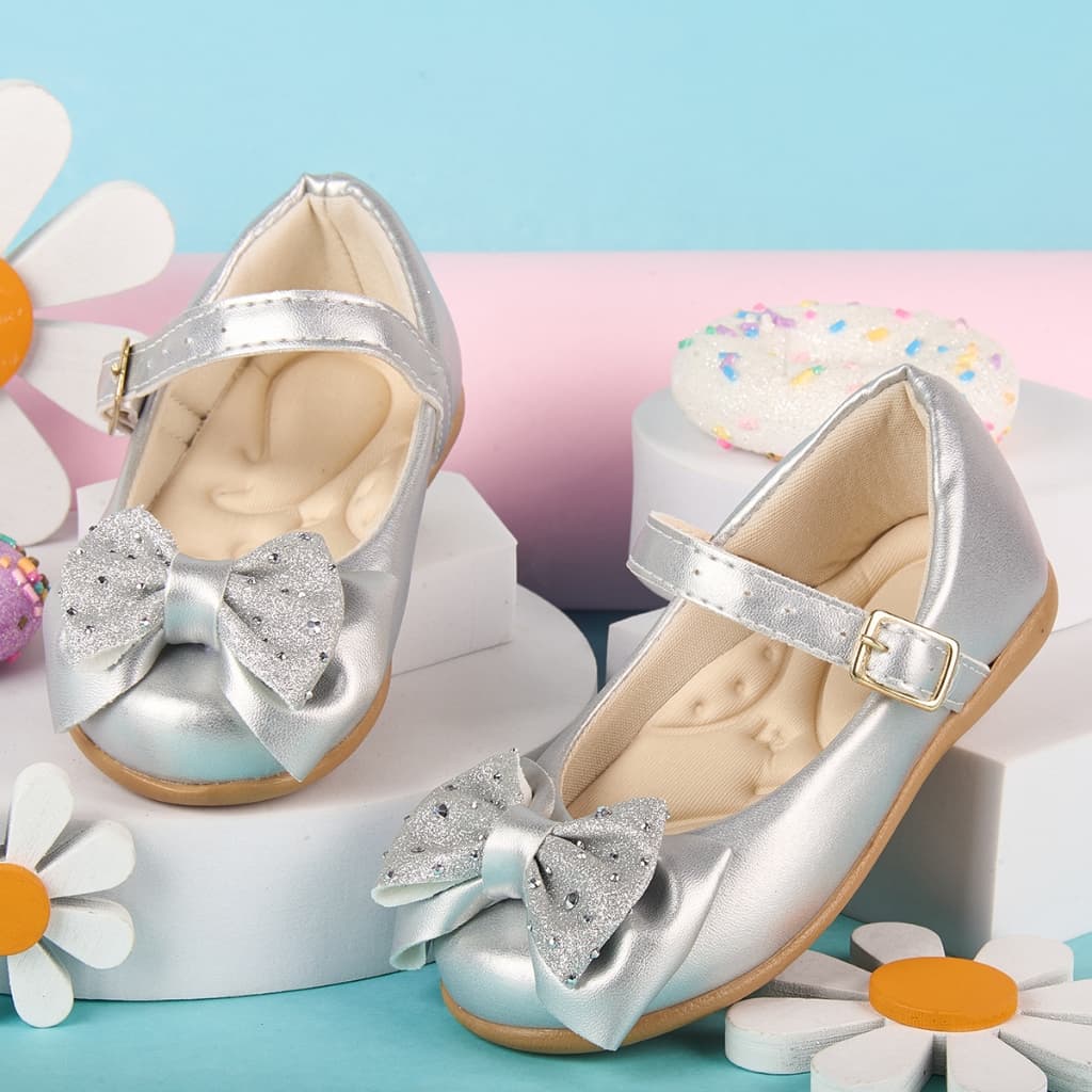 Sapatilha Infantil Menina de Fivela Enfeite Laço Brilho Strass Festa Social Blogueira Conforto