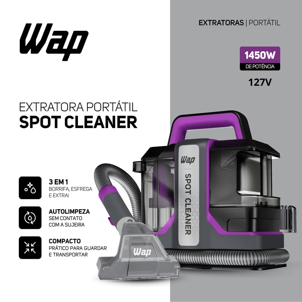 Extratora Portátil Spot Cleaner W3 3 em 1 com Sistema de Autolimpeza 1450W 127V