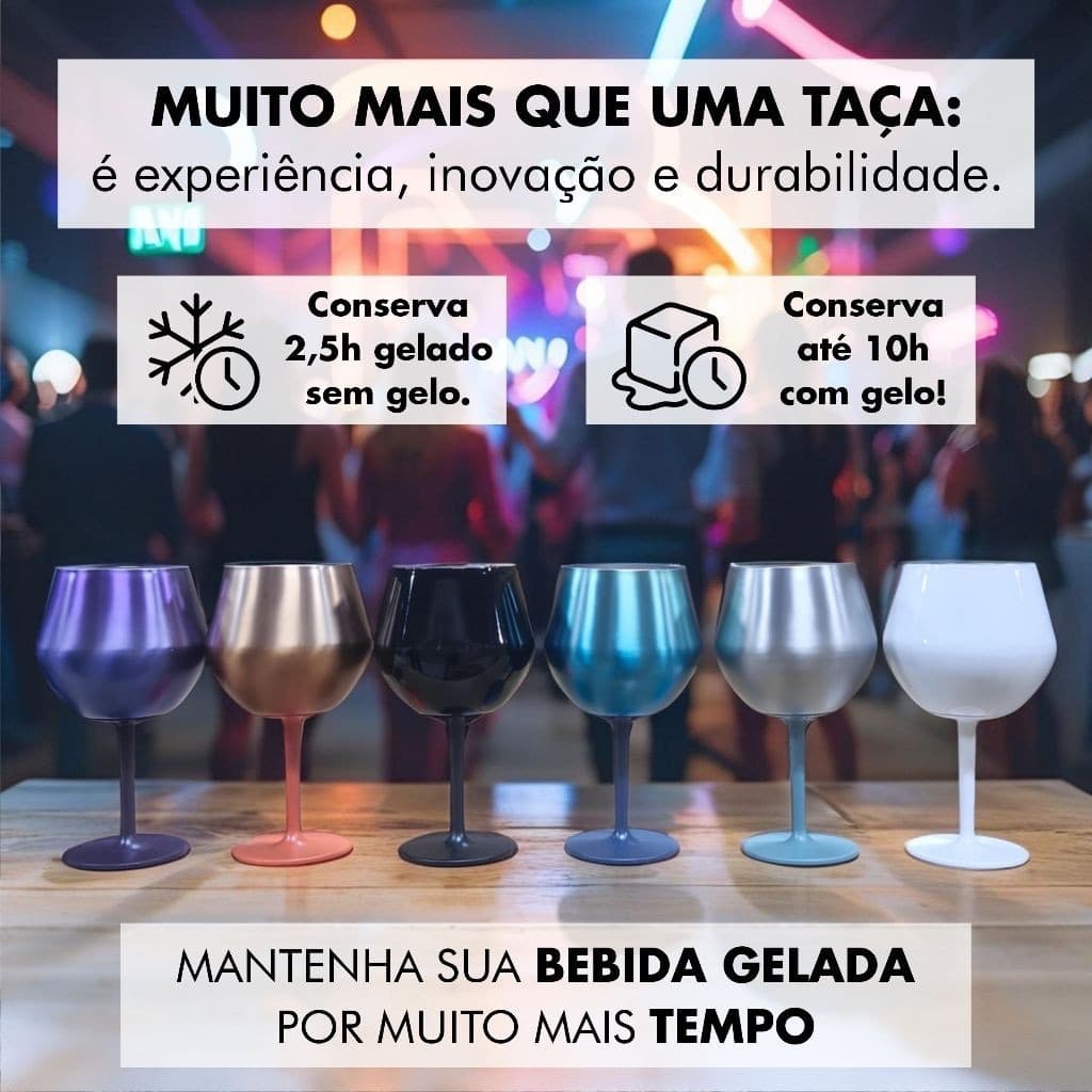 Taça Copo Térmico De Aço Inoxidável 2 Em 1 Para Gin Vinho Cerveja Drink Bebidas 14oz | /K17