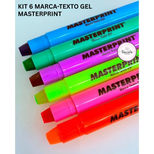 Kit 6 Canetas Marca Texto em Gel Masterprint – Não Mancha Ideal para Bíblia Vade Mecum e Estudos