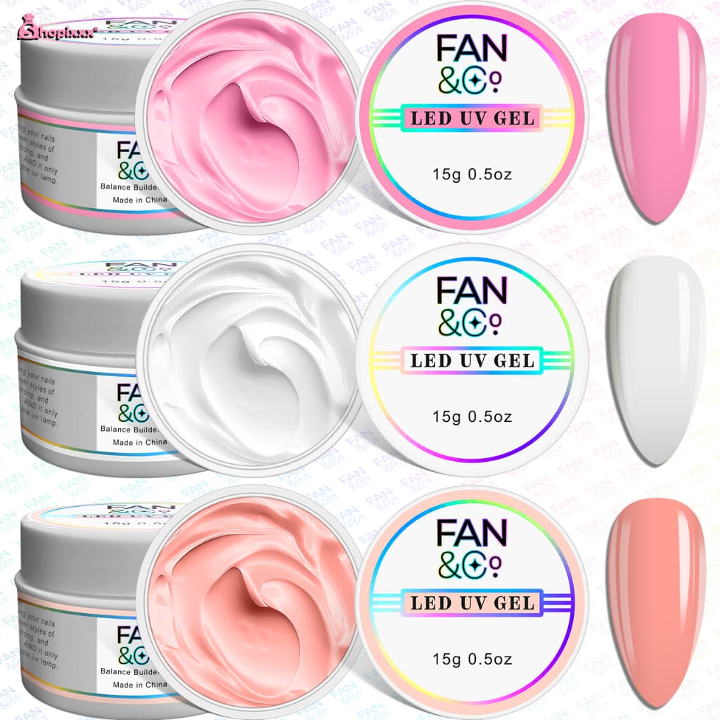 Kit 3 Gel 15g Fan Nails Para Unhas Gel fibra XED XD Profissional Alongamento De Unha