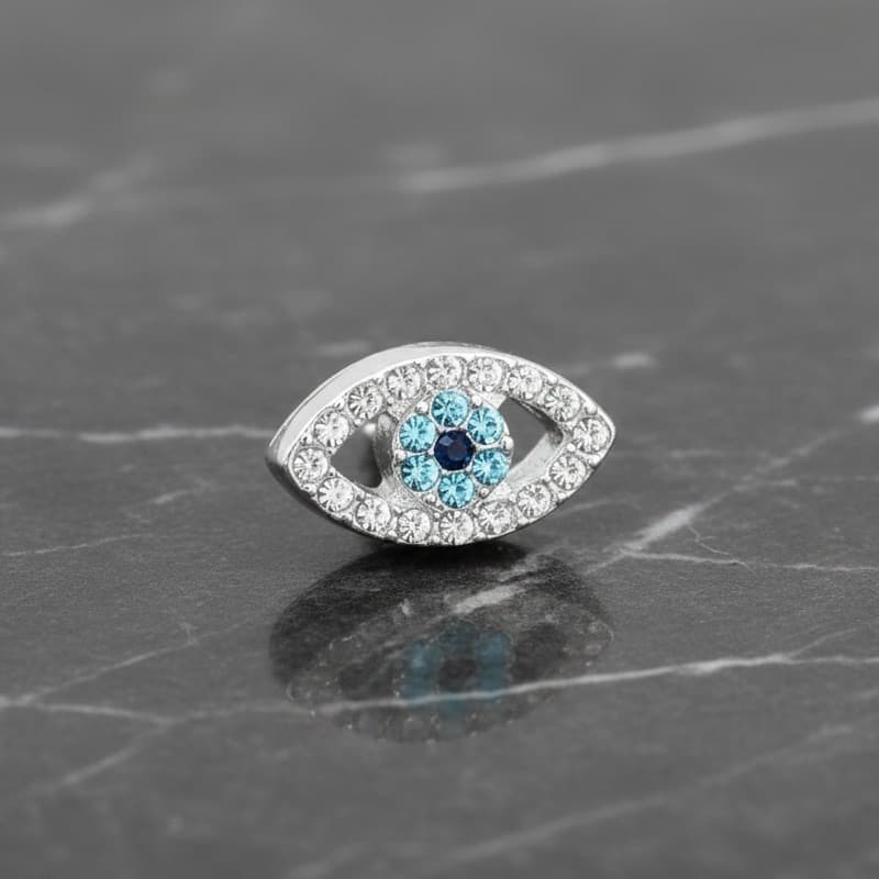 Berloque Olho Grego com Strass Banhado Prata 925 Amuleto Proteção