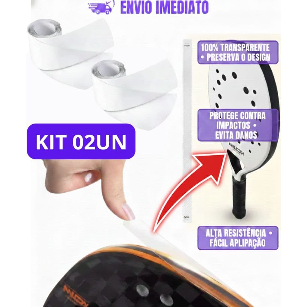 KIT 2 FITAS PROTETORA DE CABEÇA TRANSPARENTE SAVE RAQUETE BEACH TENNIS, TENIS E PADEL + (BRINDE)