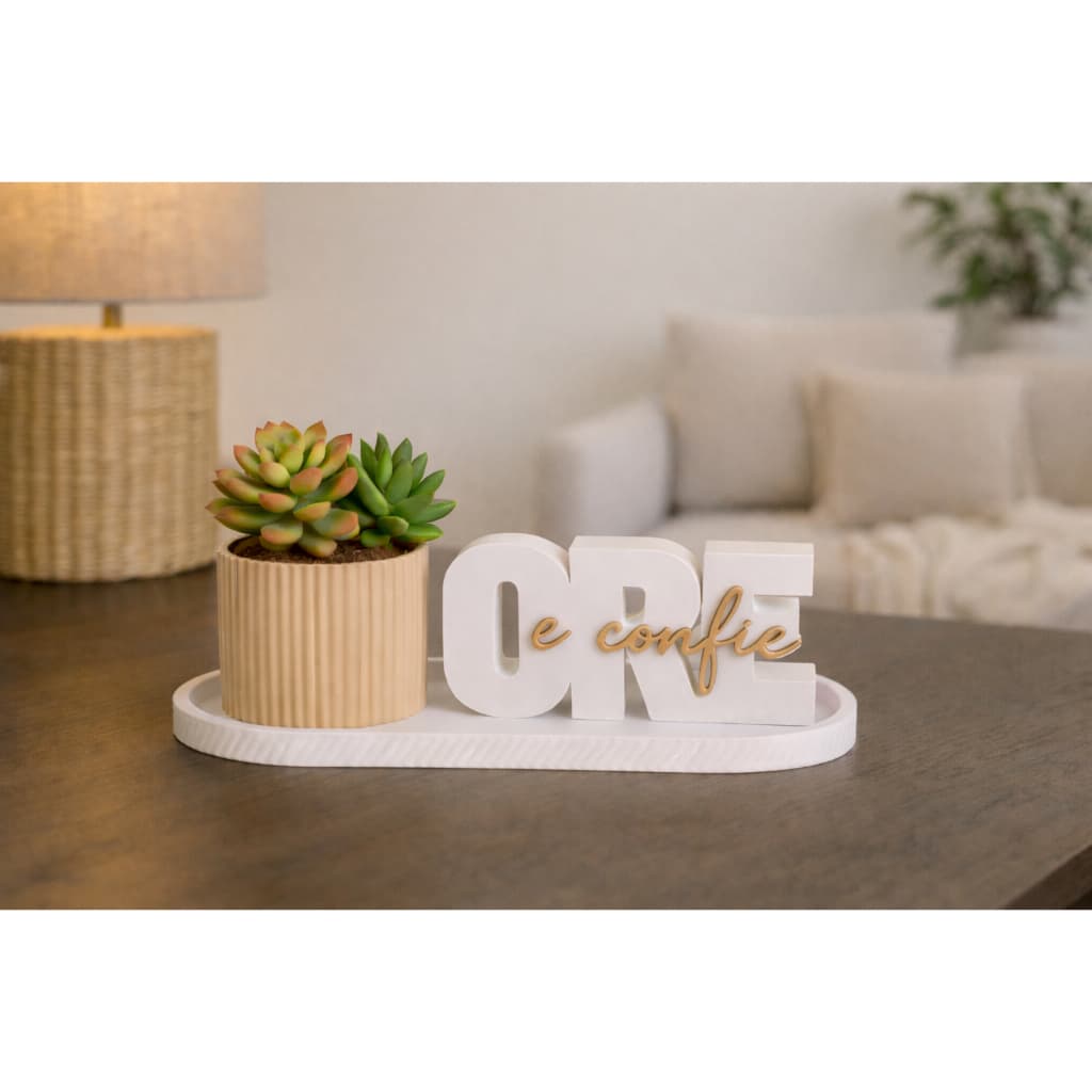 Kit Decorativo “Ore e Confie” com Vaso e Bandeja Design Moderno e Elegância para seu Lar