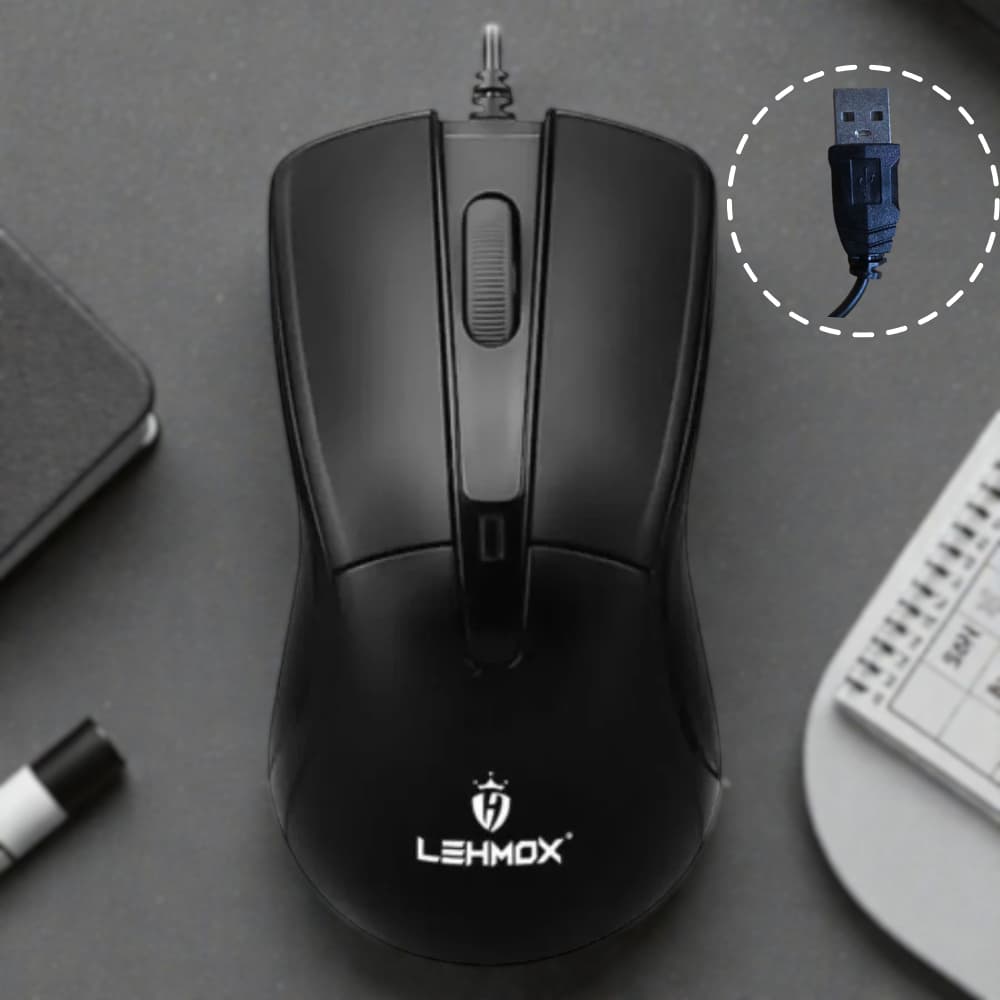 Mouse Com Fio USB - Ergonômico, Confortável e Ambidestro - Lehmox LEY-1505