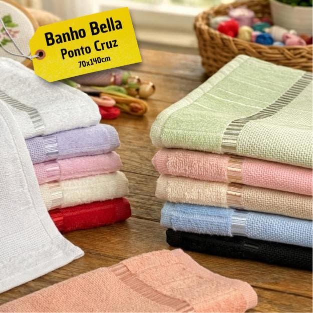 Toalhas de Banho Dohler Bella 70x140 Etamine P/ Bordar Ponto Cruz