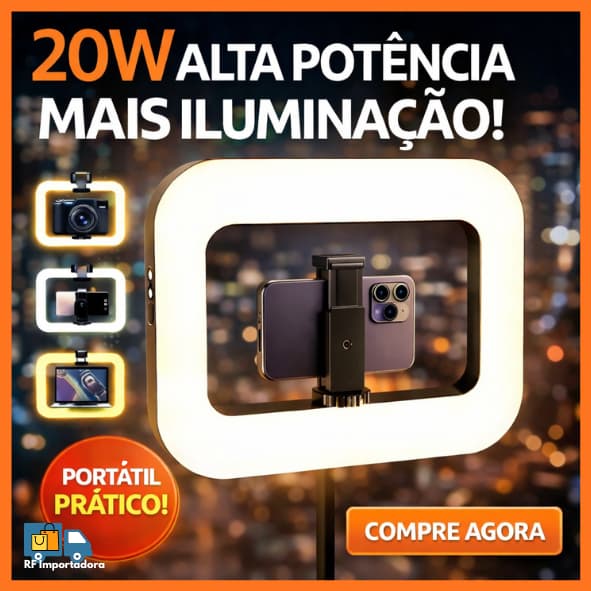 Ring Light LED Profissional 20W Headland – Iluminador Portátil de Preenchimento para Fotos, Vídeos e Lives