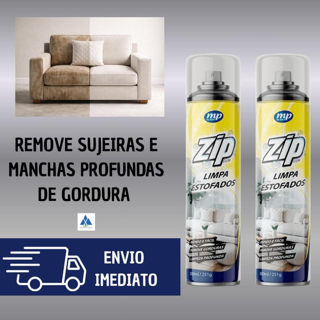 Kit 2 Limpa Estofados Zip 300ml Limpa Estofados Sofá Espuma Mágica