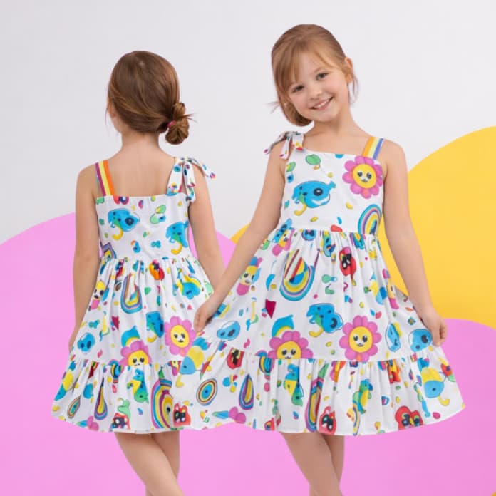 Vestido infantil menina estampado floral dia a dia soltinho de 04 a 10 anos