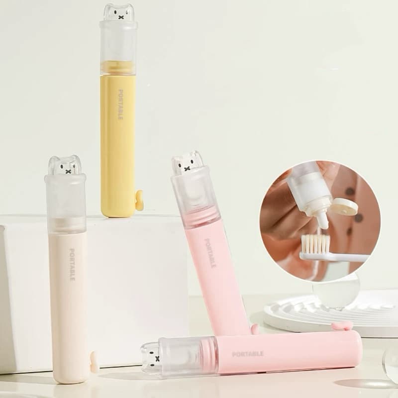 Escova De Dentes De Viagem , Dispensador De Pasta De Dente Dobrável 2 Em 1 , Mini Conjunto De Portátil