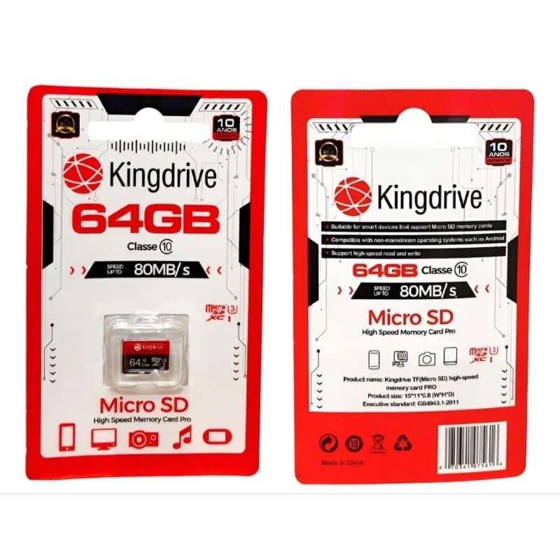 cartão de memória kingdrive 64GB