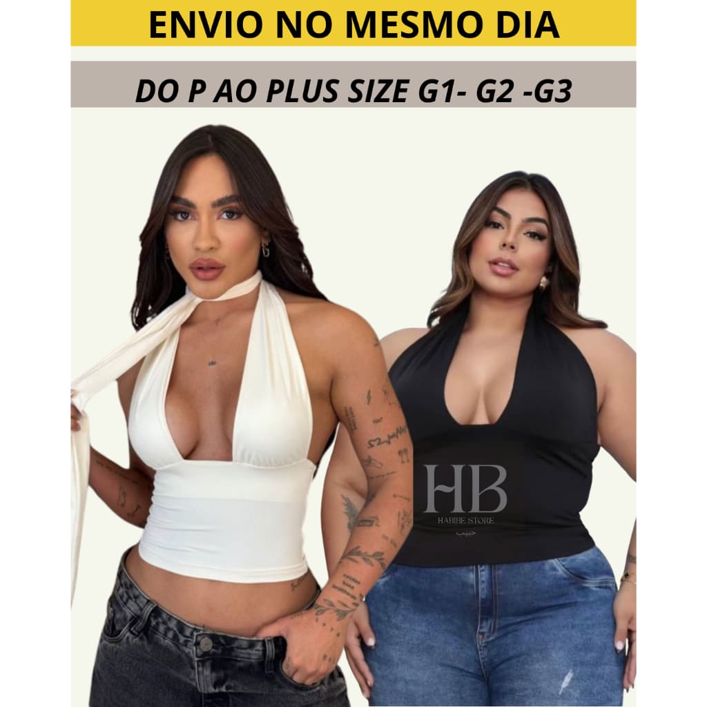Top Cropped Frente Única Amarraçao No Pescoço Multi forma Top Decote Moda Gringa Decotado Suplex Premium Sexy Elegante