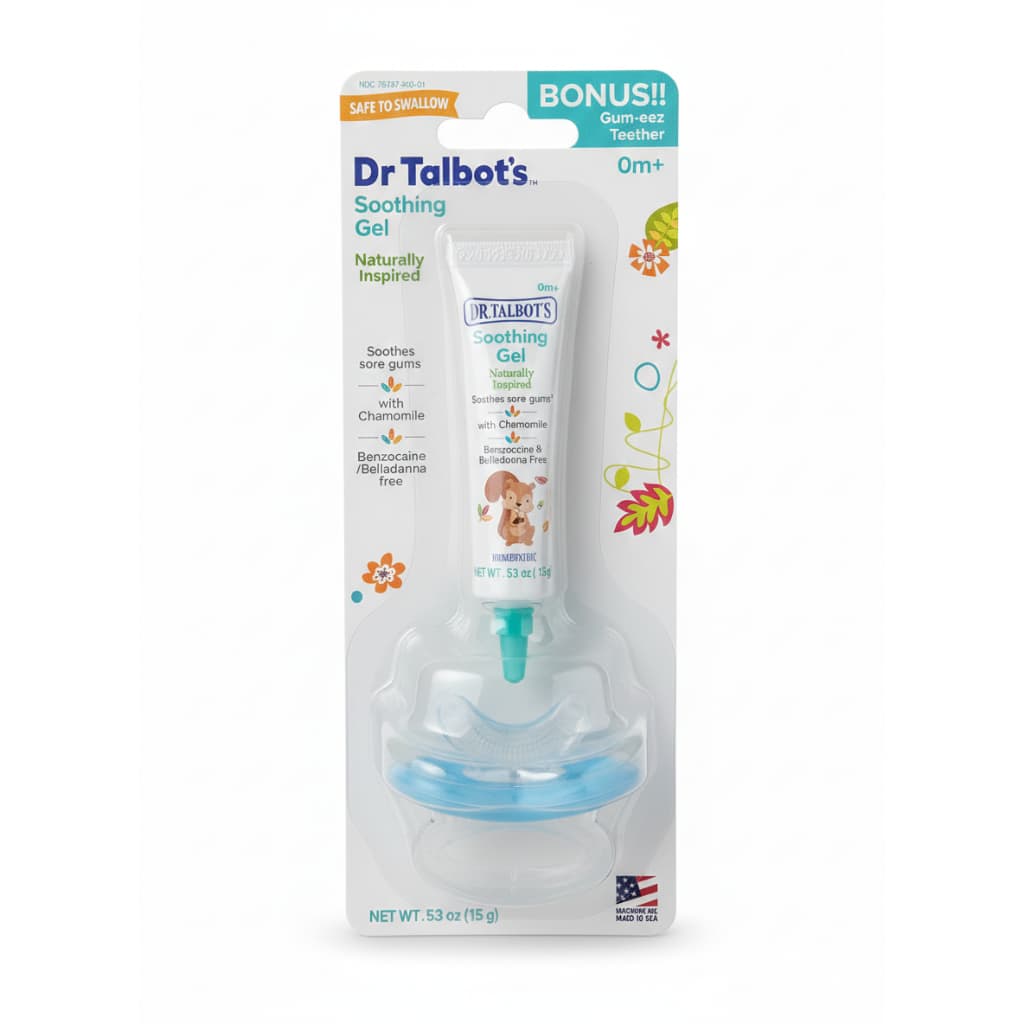 Gel Calmante Dr. Talbot's + Massageador de Gengiva - Alívio Natural para Dentição 0m+
