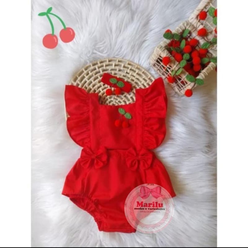 Jardineira Romper coleção cerejinha.