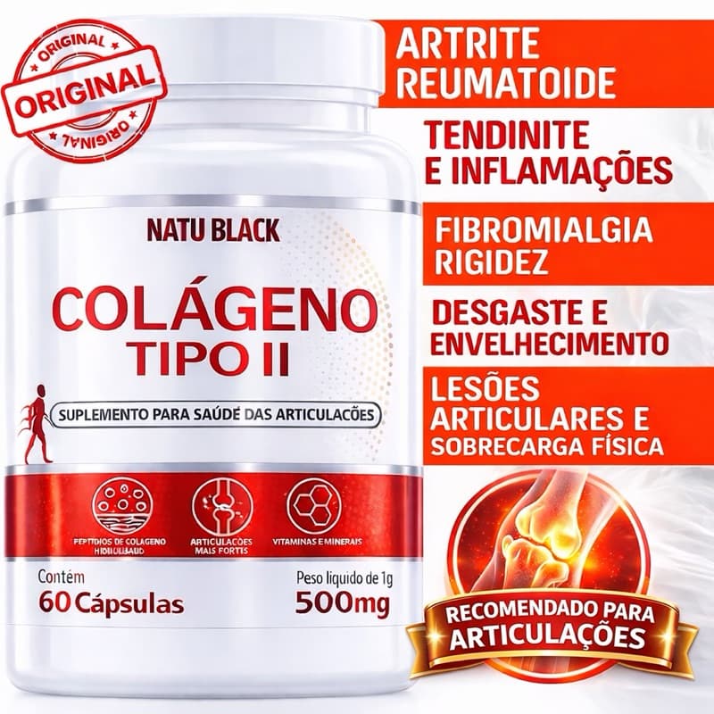 Colageno Tipo 2 Original Não Hidrolisado Articulações Tendões Joelho Cartilagem 40mg Fórmula Ultra