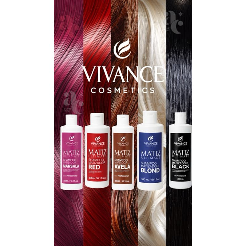 SHAMPOO MATIZADOR VIVANCE COSMETICS 300ML MARSALA-BLOND-BLACK-RED-AVELA