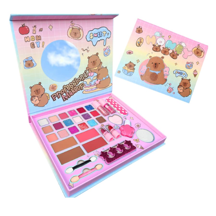 Kit Maleta Maquiagem Infantil Capivara Conjunto De Acessórios Princess Party Completa Menina