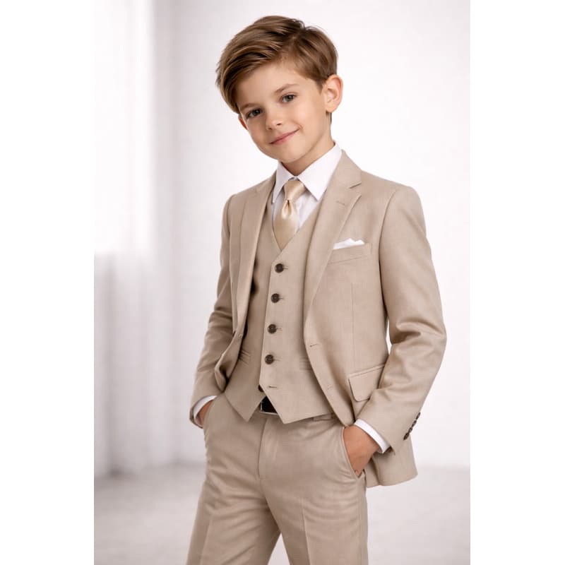 Terno Bege infantil Com Colete Qualidade Premium E elegância
