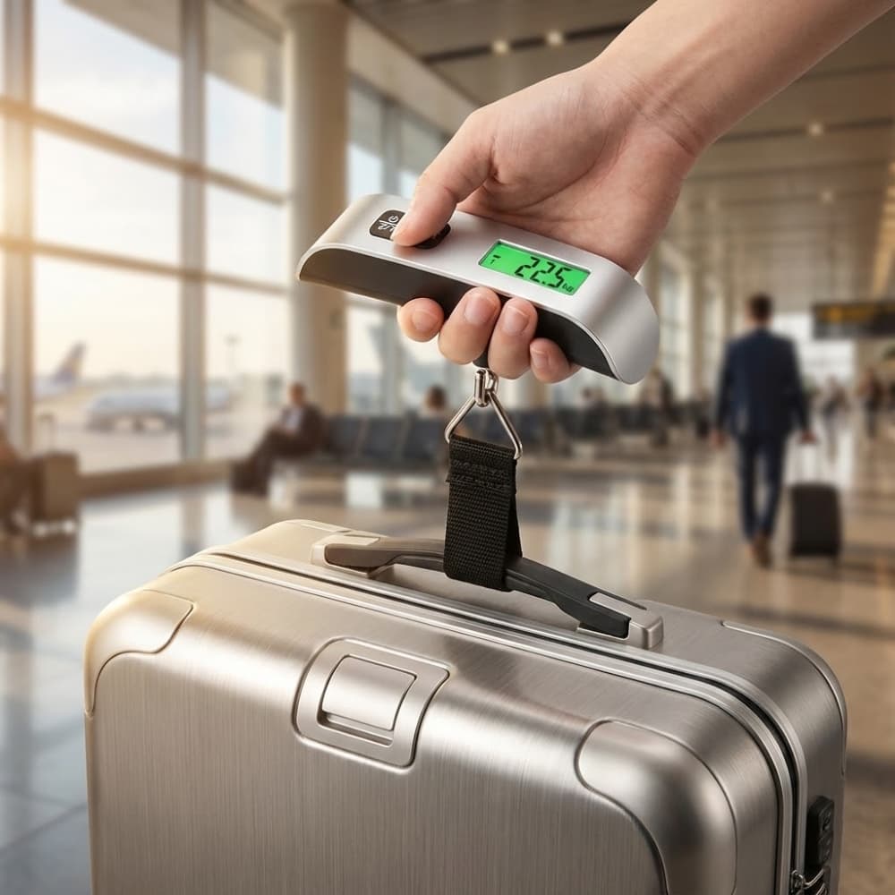 BALANÇA PARA MALA COM BATERIA SUPORTA 50KG PARA BAGAGEM EM VIAGENS