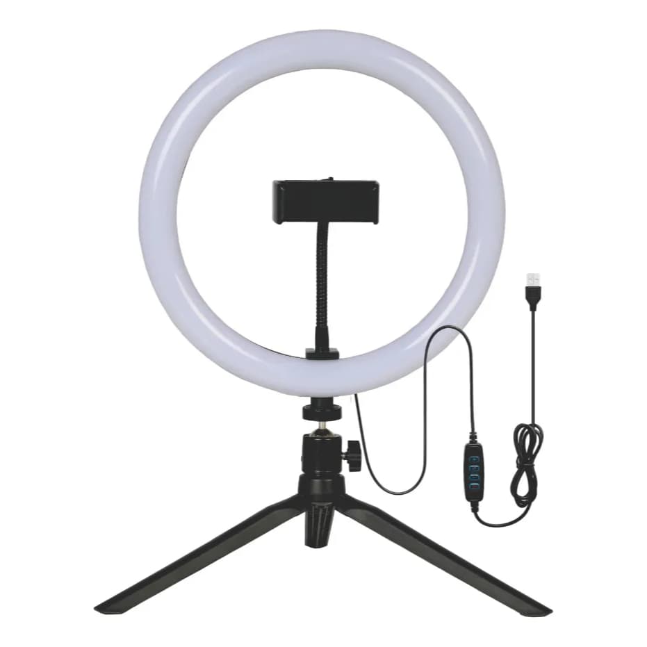 Ring Light LED Iluminador Portatil Com Tripé Suporte Para Celular 8 Polegadas