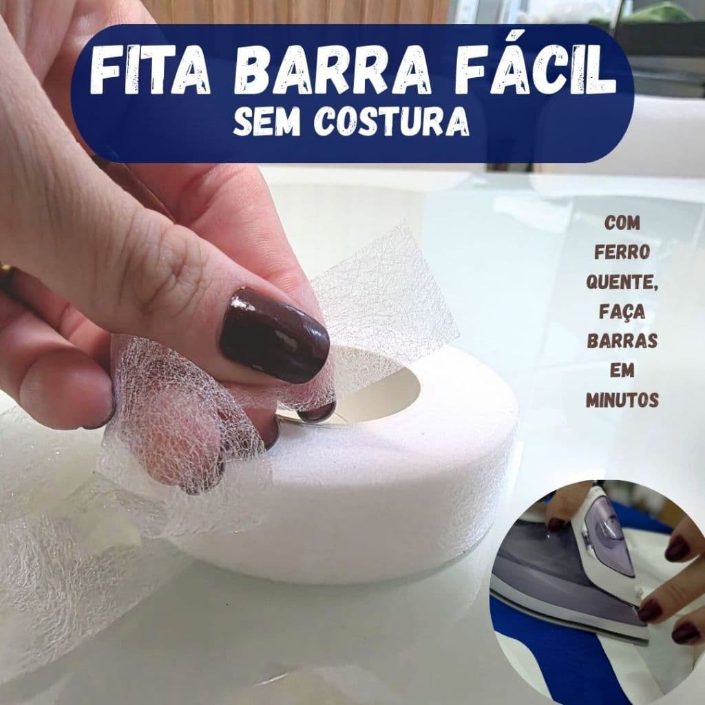 Bainha Mágica Instantânea Fita Dupla Face Termocolante Barra Roupa Fácil 2cm x 50 metros