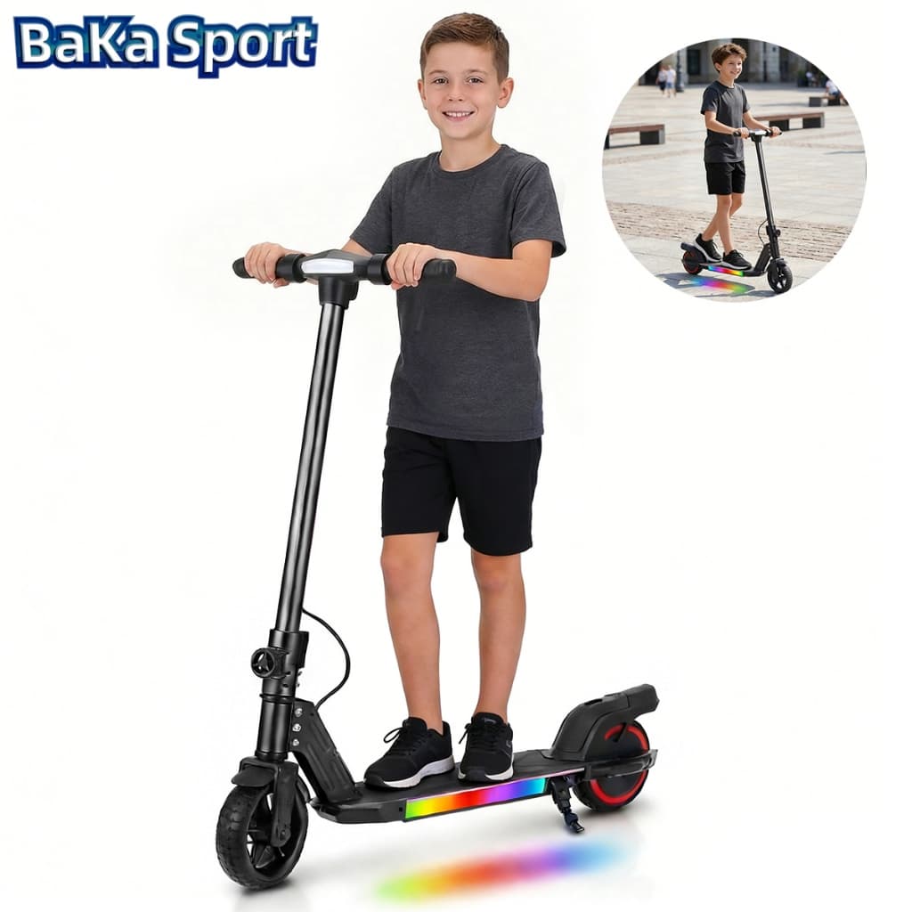 BAKA SPORT Dobrável Patinete Elétrico Infantil 200W 6.5" com Luzes LED 16KM/H
