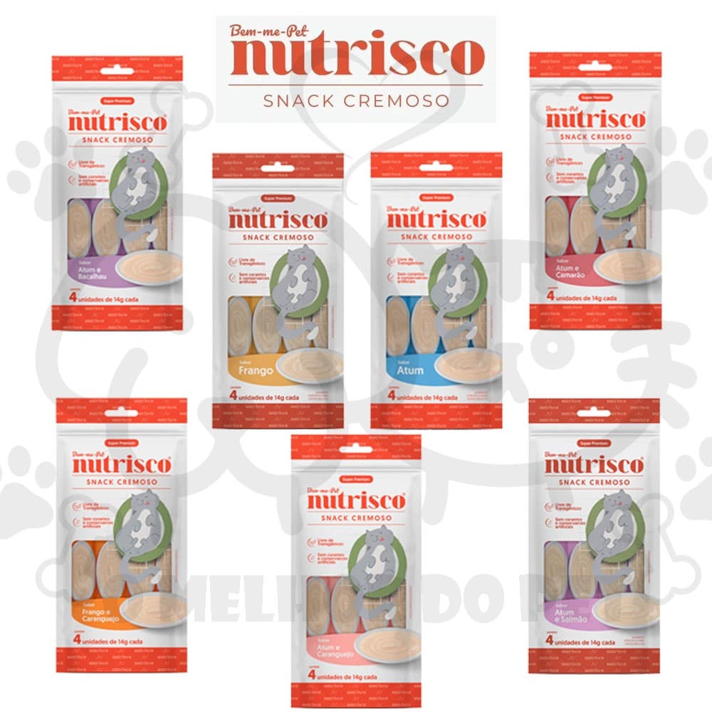 Petisco para Gatos Nutrisco Snack Cremoso 1 cartela com 4 Tubos de 14g tipo truly e Churu