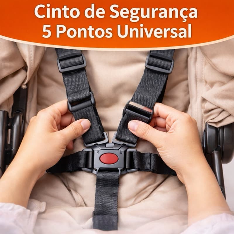 Cinto Segurança 5 Pontos Universal Cadeirinha Carrinho Bebê - Envio Imediato