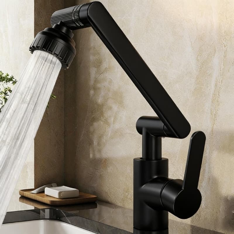 Torneira de 1080° graus giratória de água quente e fria torneira de cozinha moderna giratória para casa-Com mangueira