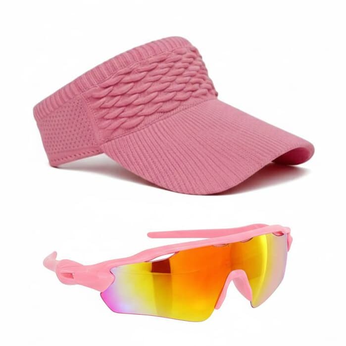 Kit Viseira Respirável Ajustável rosa E Óculos Esportivo , para ciclismo , corridas e caminhadas