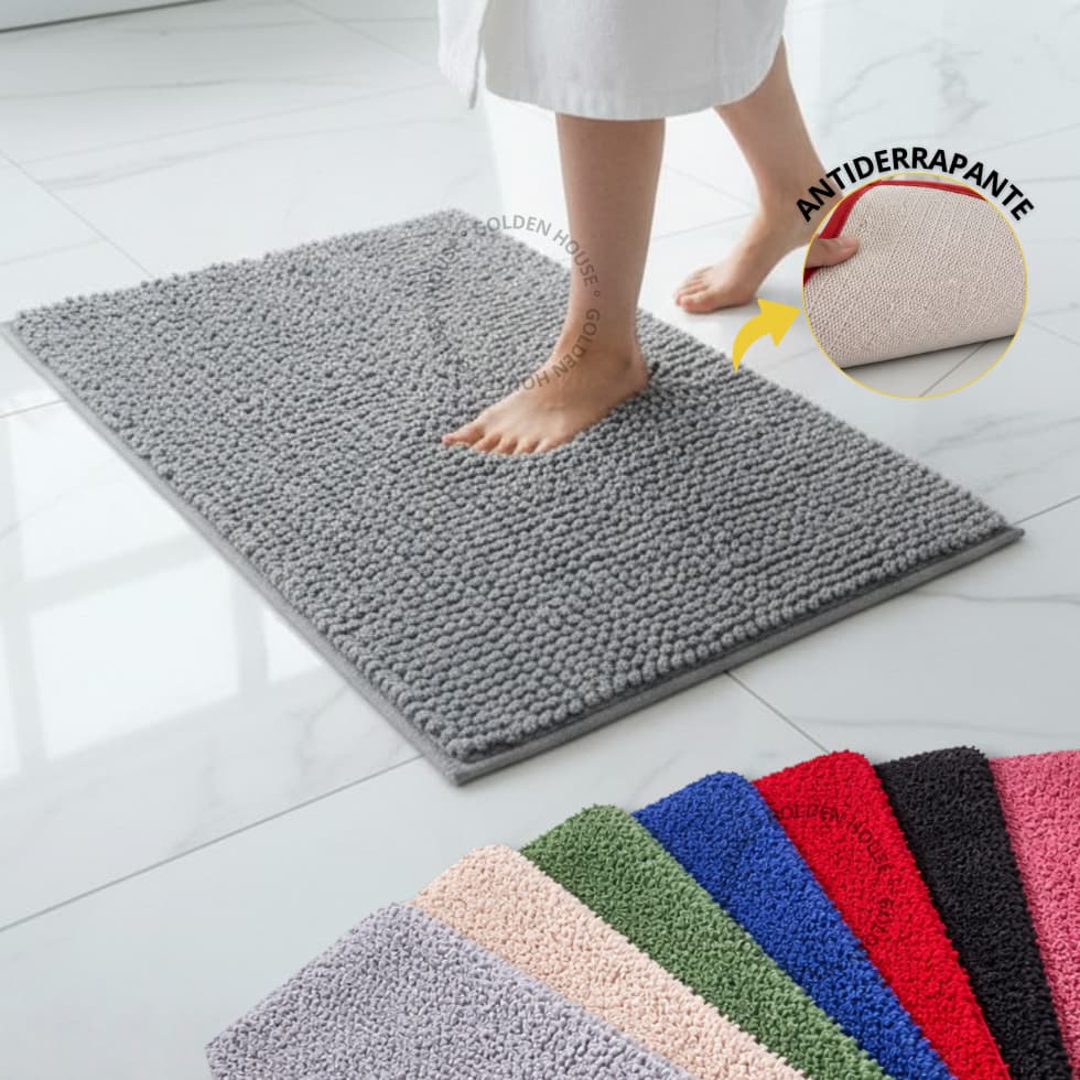 Tapete Para Banheiro Macarrão Bolinha Antiderrapante Super Macio - 40X60CM