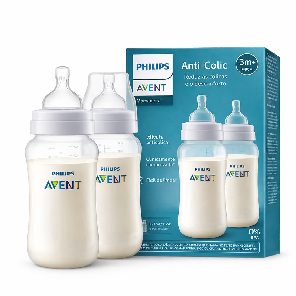 Kit 2 Mamadeiras Philips Avent Anti-cólica 330ml Classic - Scy106/02