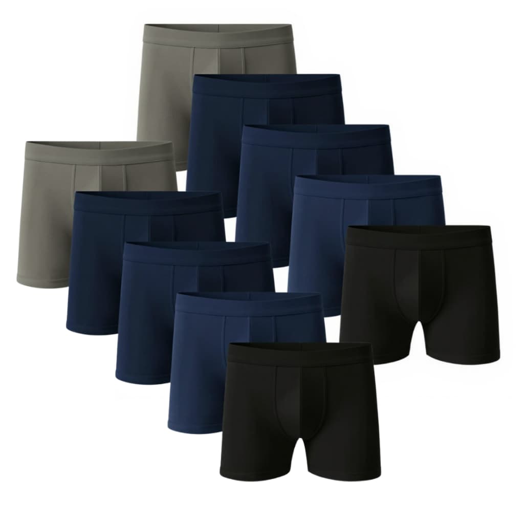 Kit Com 10 Cuecas Algodão Boxer Cotton Adulto Fábrica cores escuras forrada