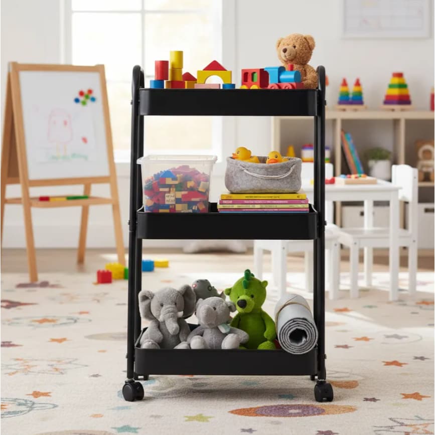 Carrinho Multiuso Metal Organizador Com 3 Prateleiras