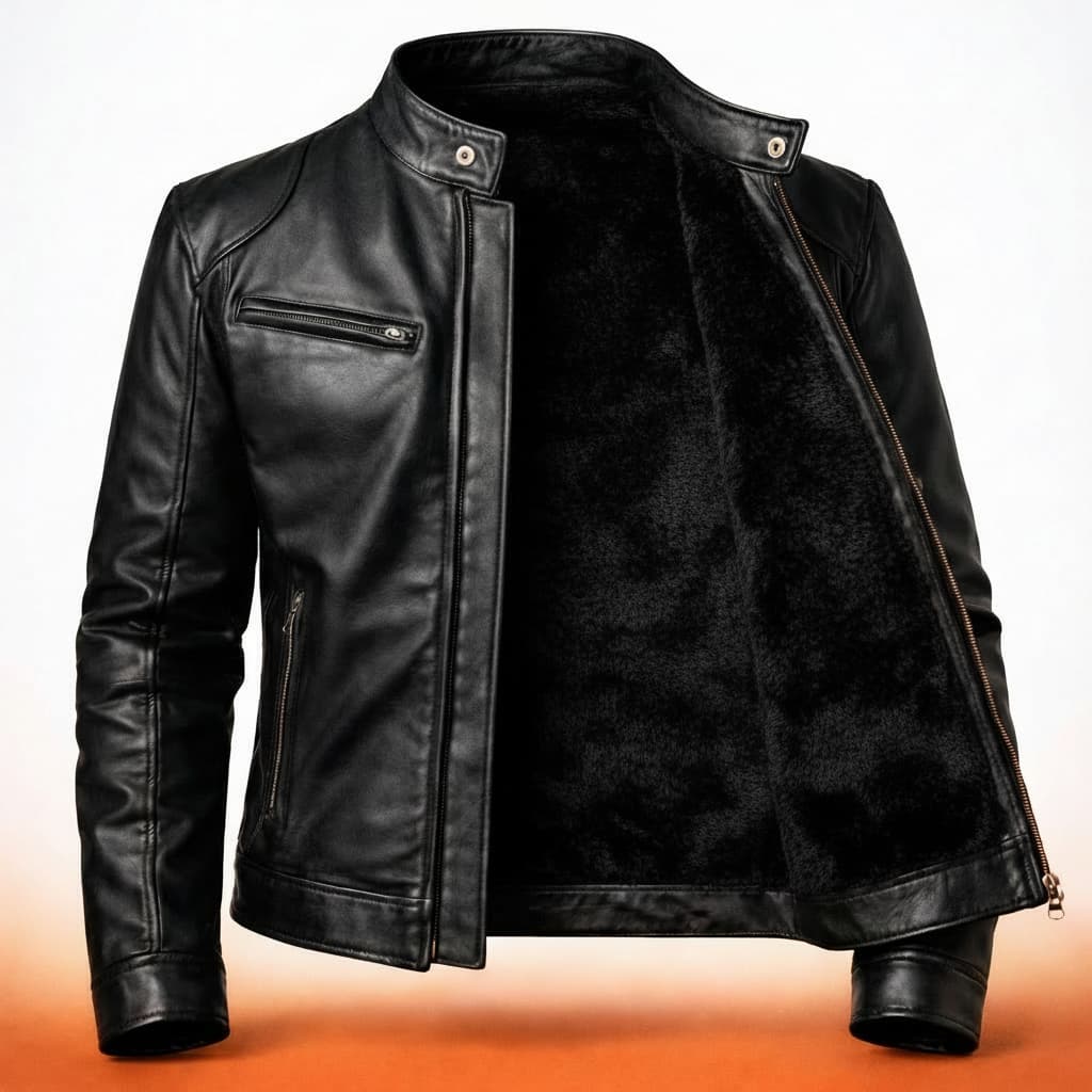 Jaqueta Masculina Couro Sintético Motoqueiro Forrada