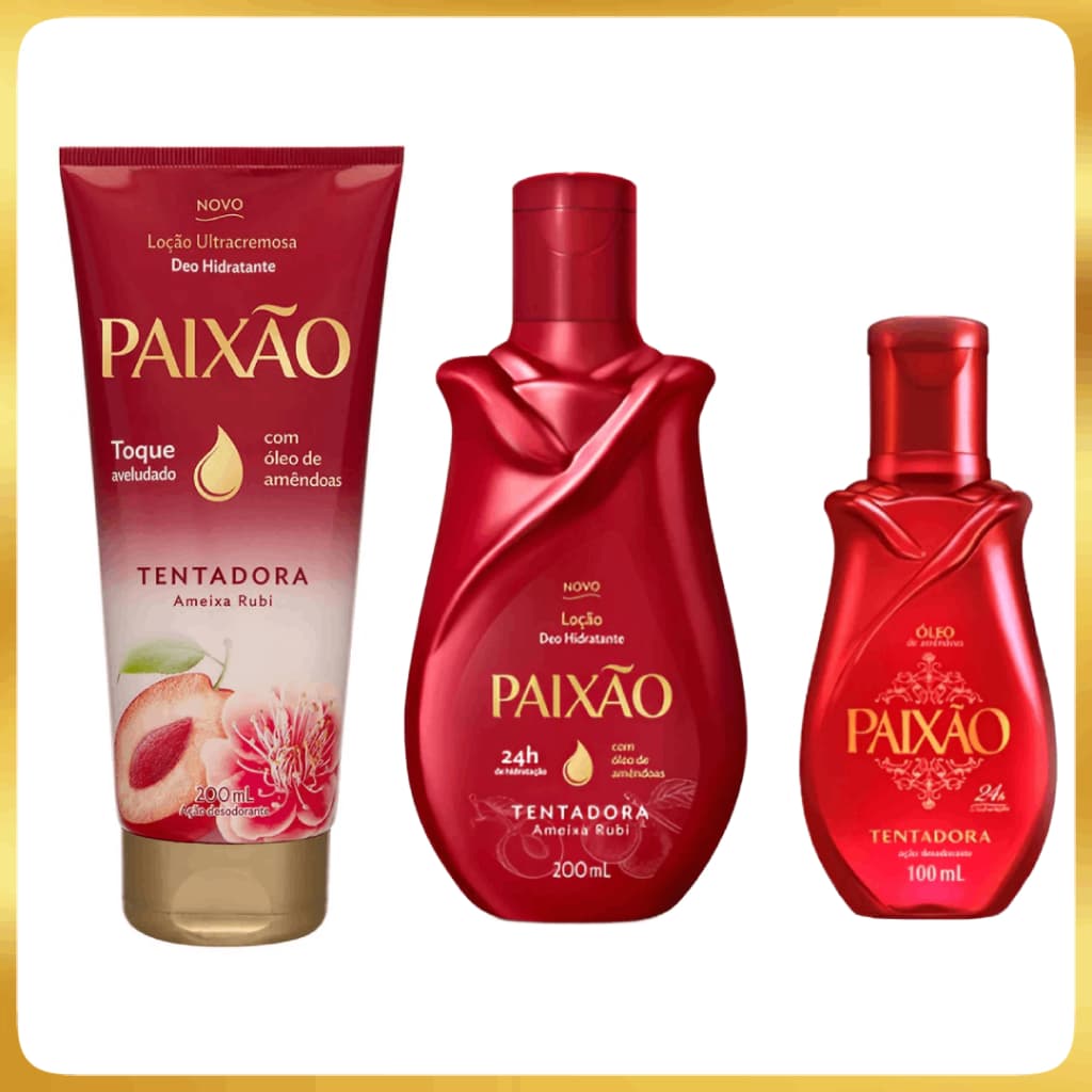 Kit Paixão Tentadora Óleo 100ml + Hidratante 200ml + Loção 200 Tentadora