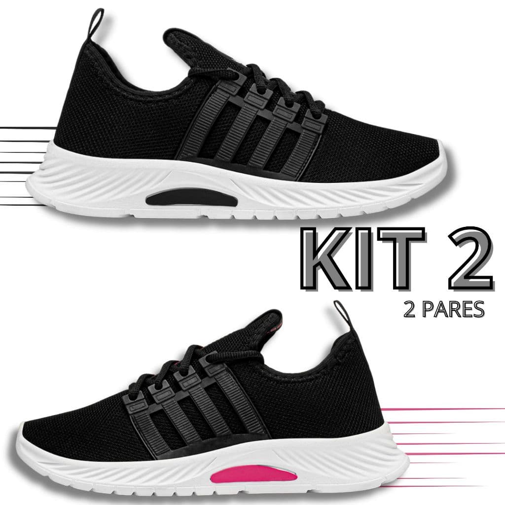 kIT 2 Tênis Feminino Esportivo  Lançamento Caminha Academia Corrida Trabalho Dia a dia