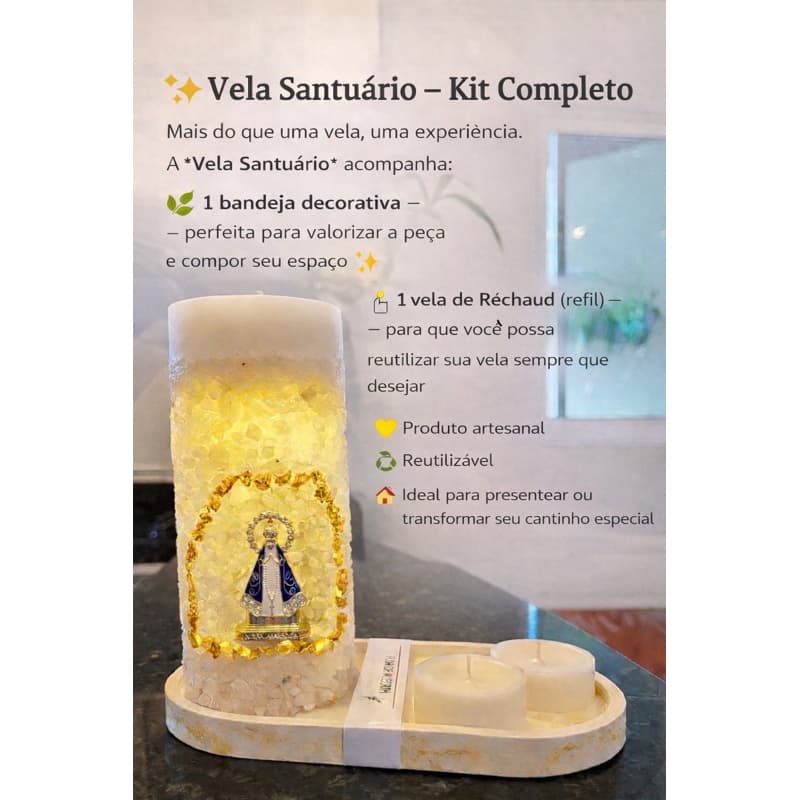 vela Oratório Nossa Senhora Aparecida Aromática Artesal Perfumada