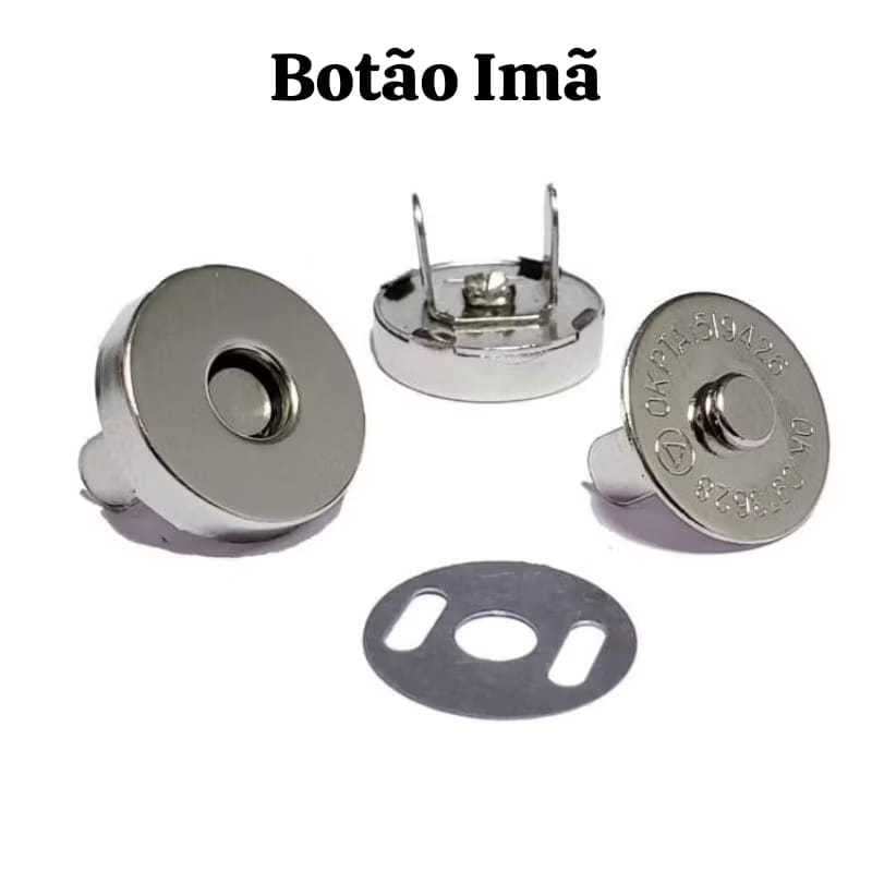Kit 10 Botão Imã Magnético 18mm Niquelado Imantado Fecho Bolsas, Carteiras