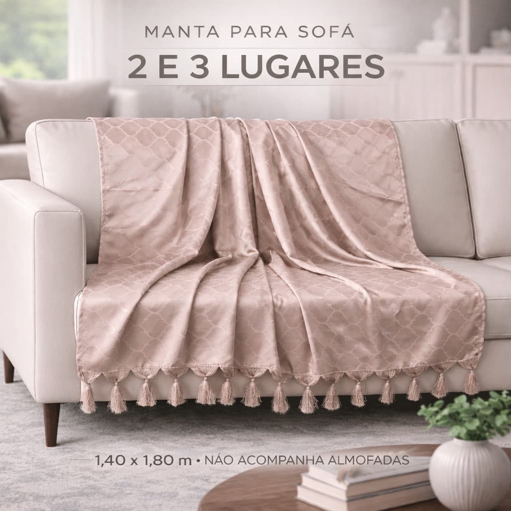 Manta para Sofá 2 e 3 Lugares 1,40x1,80 | Decorativa Jacquard