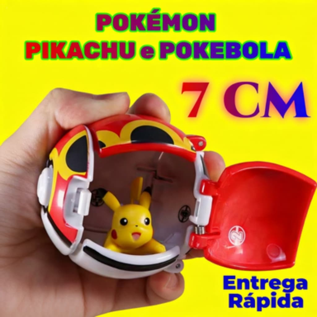 Pokémon Pokébola 7cm com Boneco - PVC Resistente, Interativo, Brinquedo e Coleção