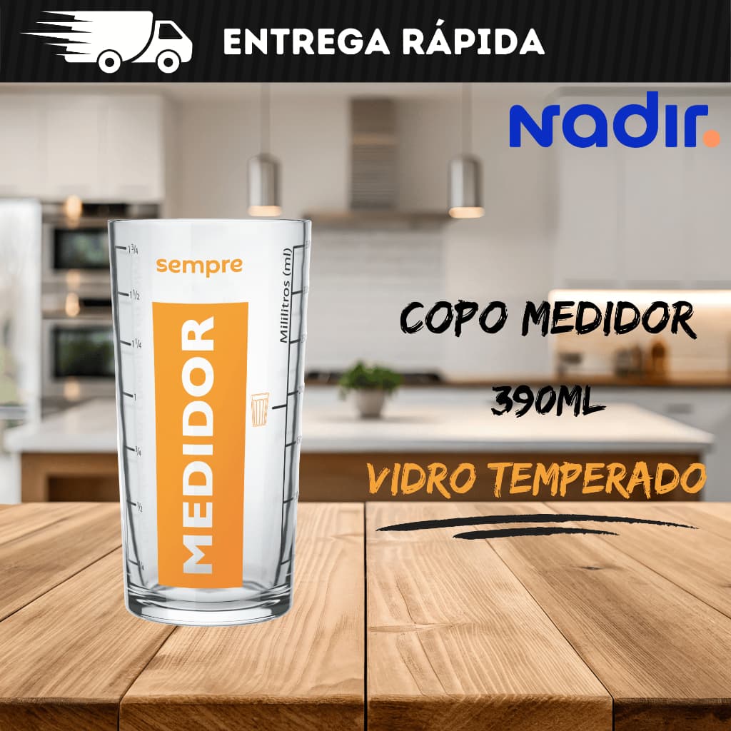 Copo Medidor 390ml Vidro Temperado - Nadir