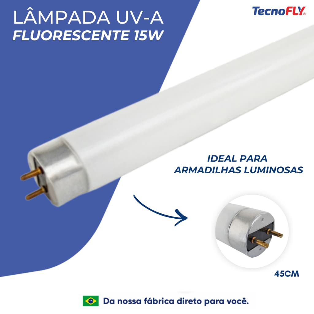 Lâmpada Uv-a 15 W 45cm Armadilha Pega Mata Mosca Mosquito