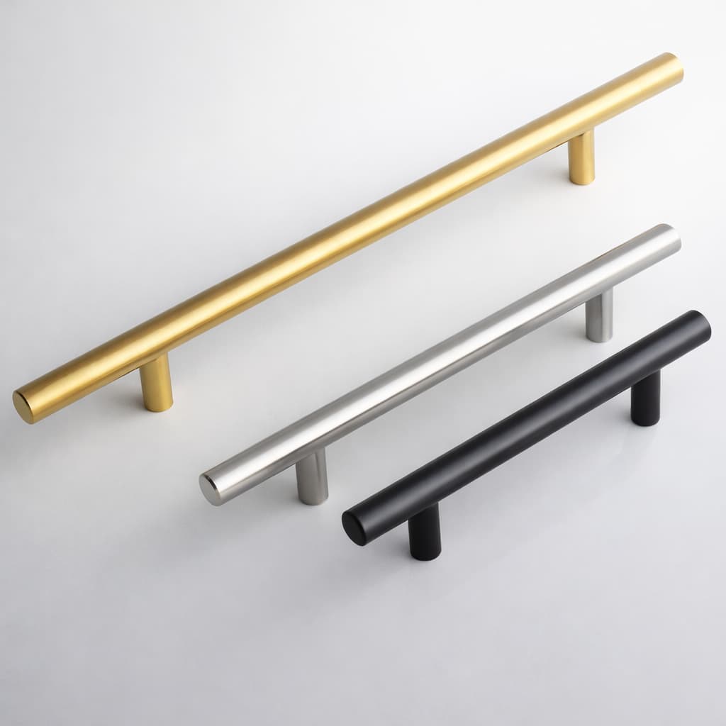 Puxador de Gaveta Móveis Armário Dourado ou Preto Fosco Aço Inox Redondo Haste