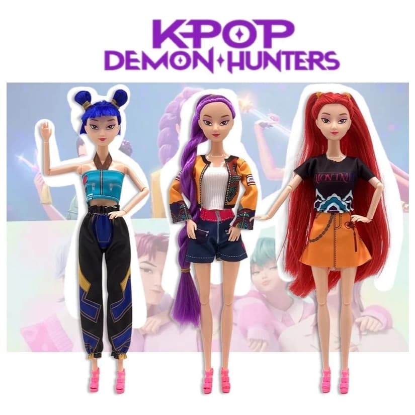 Boneca KPop Demon Hunters 30cm com Articulações Móveis Musical